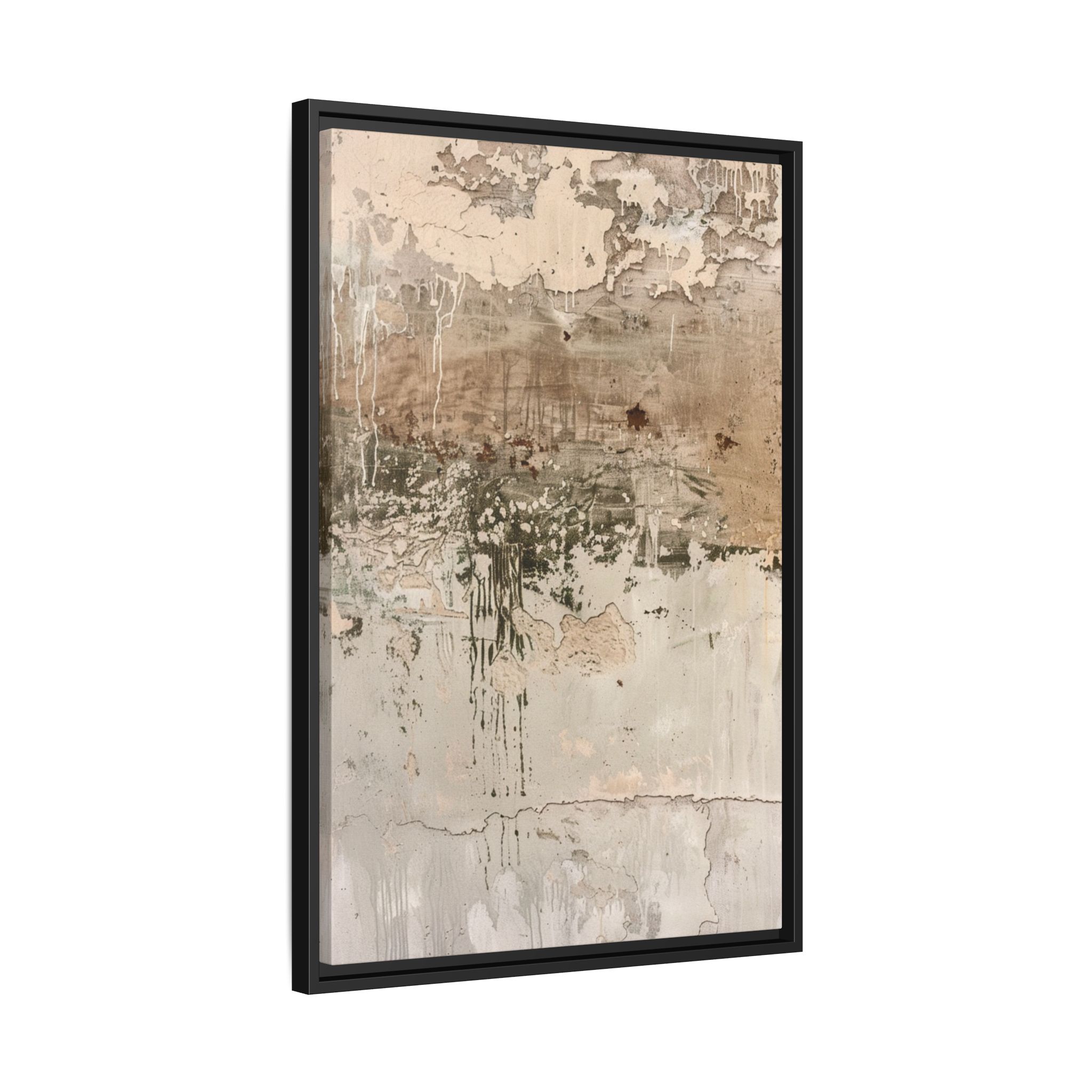 Textured Neutral Abstract Canvas | Espresso Framed Earth Tone Wall Art - Image 6