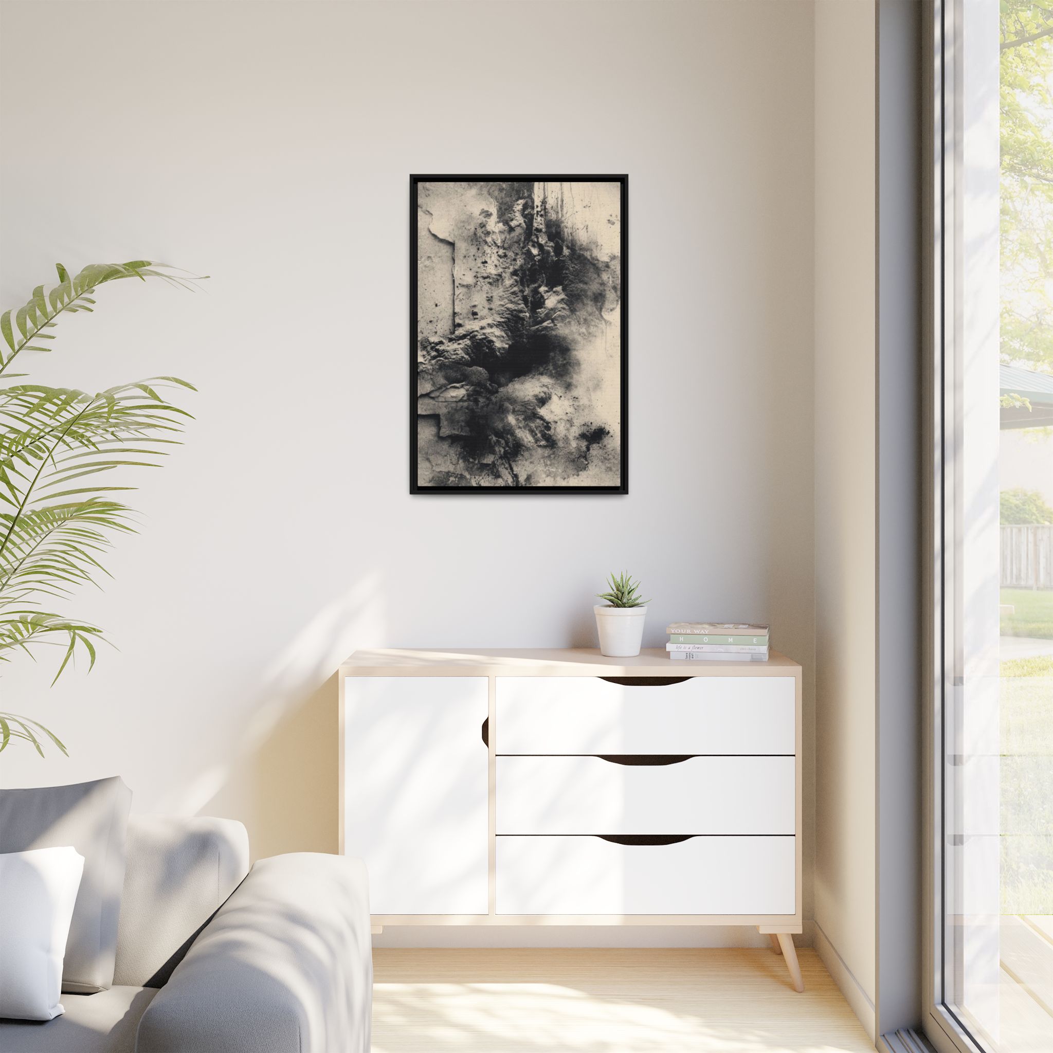 Black & Ivory Textured Abstract Canvas | Framed Neutral Wall Art - Image 35