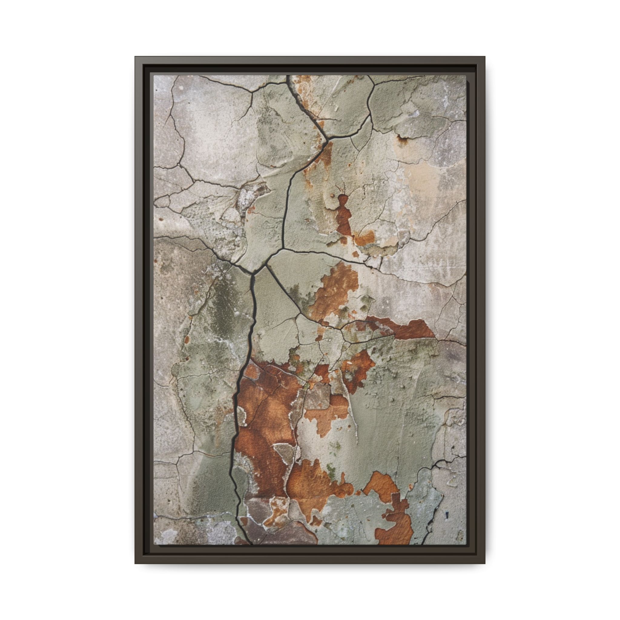 Rust & Sage Textured Abstract Canvas | Espresso Framed Wall Art
