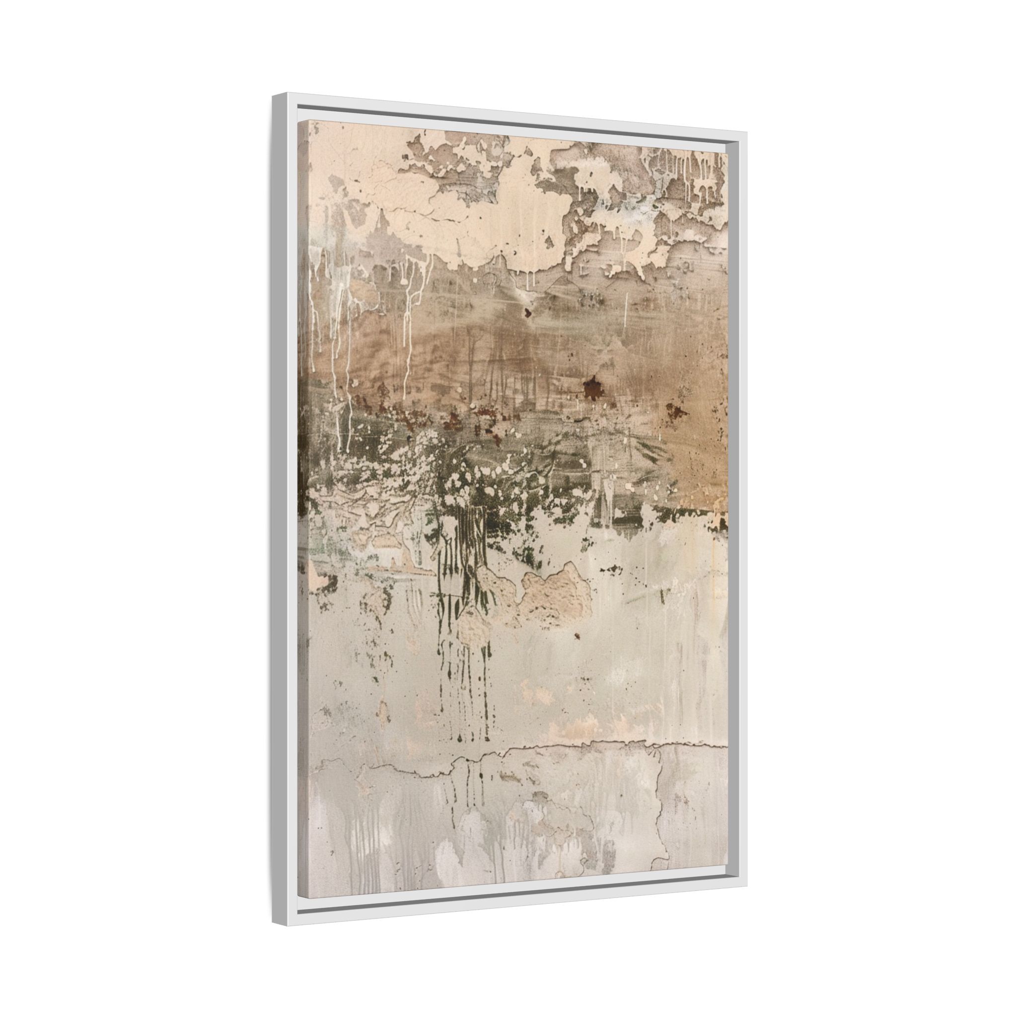 Textured Neutral Abstract Canvas | Espresso Framed Earth Tone Wall Art - Image 14