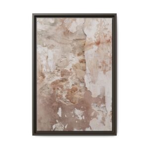 Blush Neutral Abstract Canvas | Espresso Framed Textured Wall Art