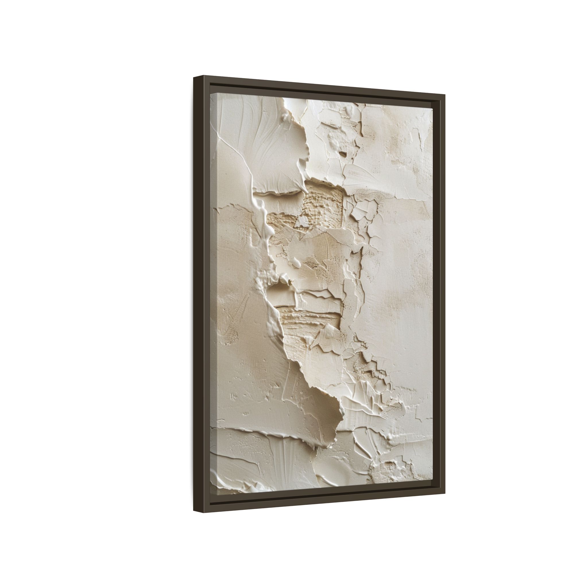 Textured Neutral Abstract Canvas | Espresso Framed Plaster Wall Art - Image 10