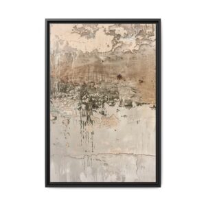 Textured Neutral Abstract Canvas | Espresso Framed Earth Tone Wall Art