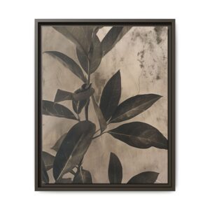 Moody Botanical Canvas Wall Art | Espresso Framed Plant Print