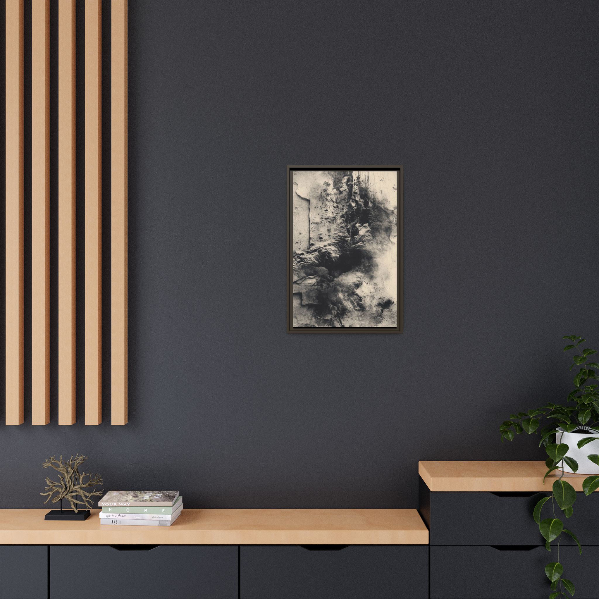 Black & Ivory Textured Abstract Canvas | Framed Neutral Wall Art - Image 24