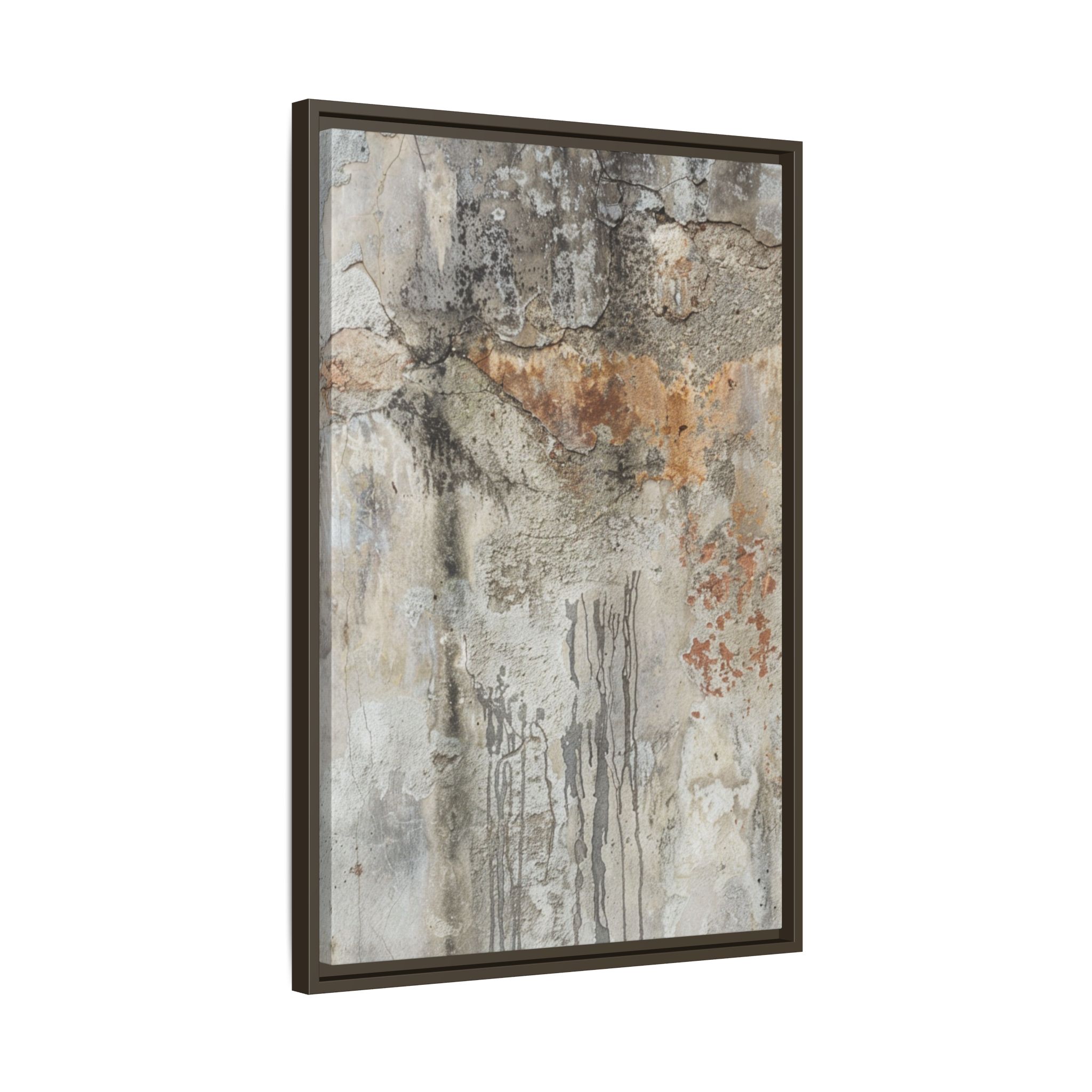 Weathered Stone Abstract Canvas | Espresso Framed Earth Tone Wall Art - Image 2