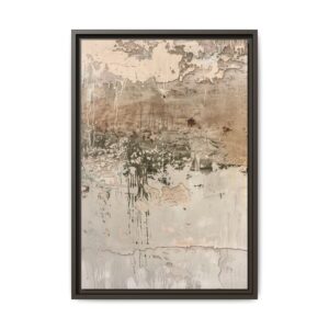 Textured Neutral Abstract Canvas | Espresso Framed Earth Tone Wall Art