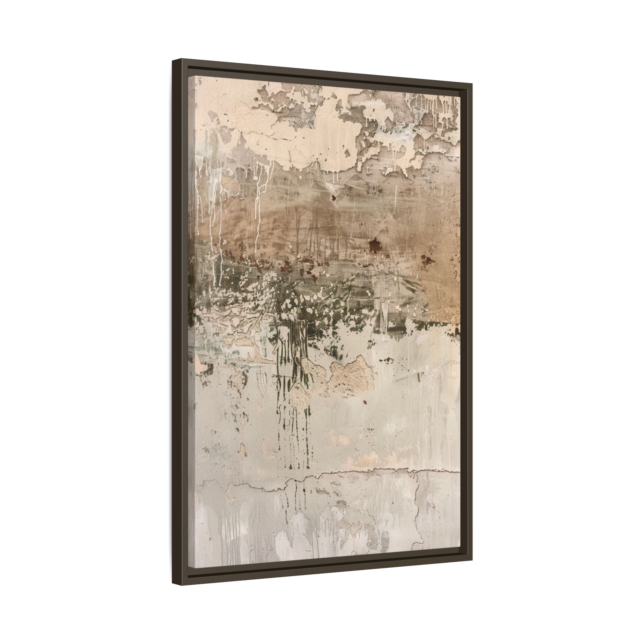 Textured Neutral Abstract Canvas | Espresso Framed Earth Tone Wall Art - Image 18