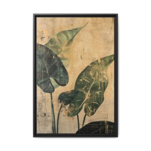 Vintage Tropical Leaf Canvas | Espresso Framed Botanical Wall Art