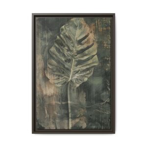 Moody Split Leaf Canvas Wall Art | Espresso Framed Botanical Print