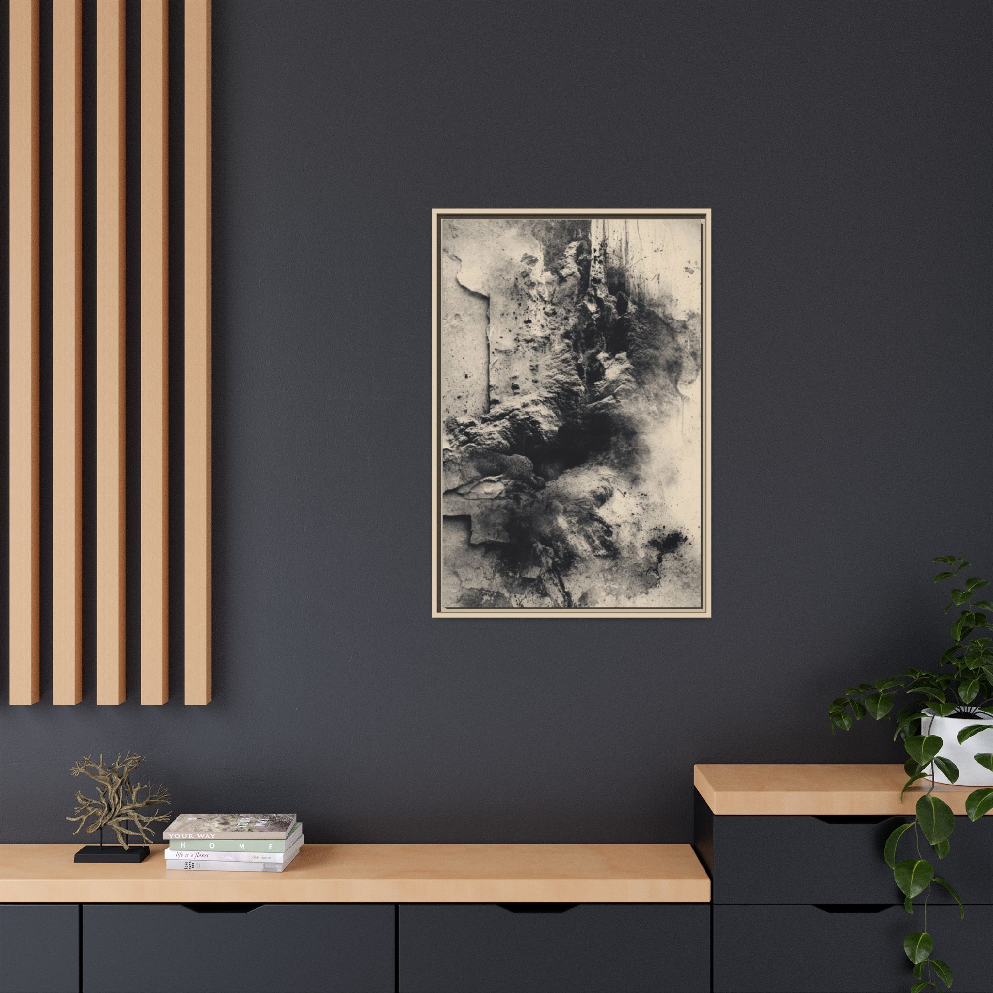 Black & Ivory Textured Abstract Canvas | Framed Neutral Wall Art - Image 40