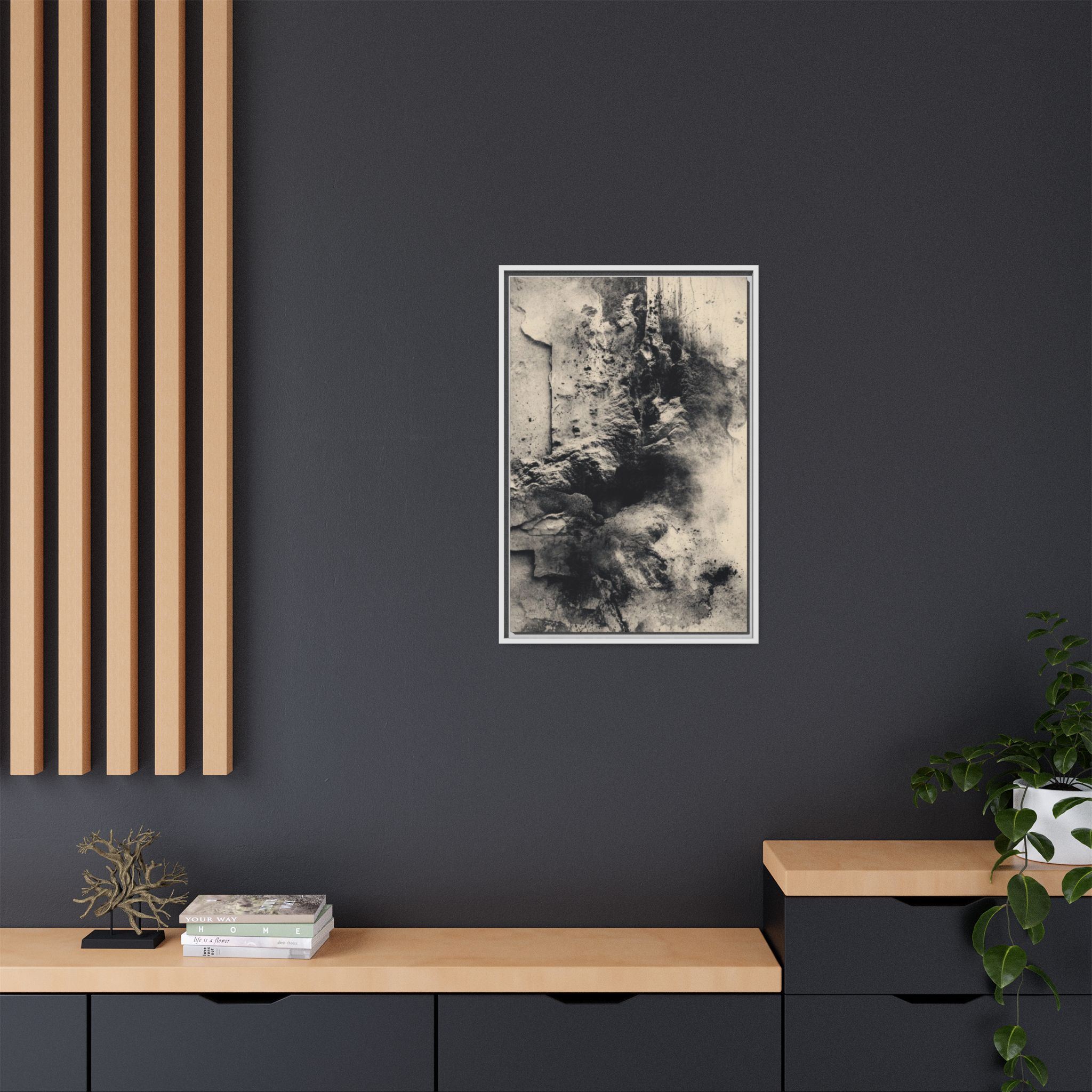Black & Ivory Textured Abstract Canvas | Framed Neutral Wall Art - Image 12