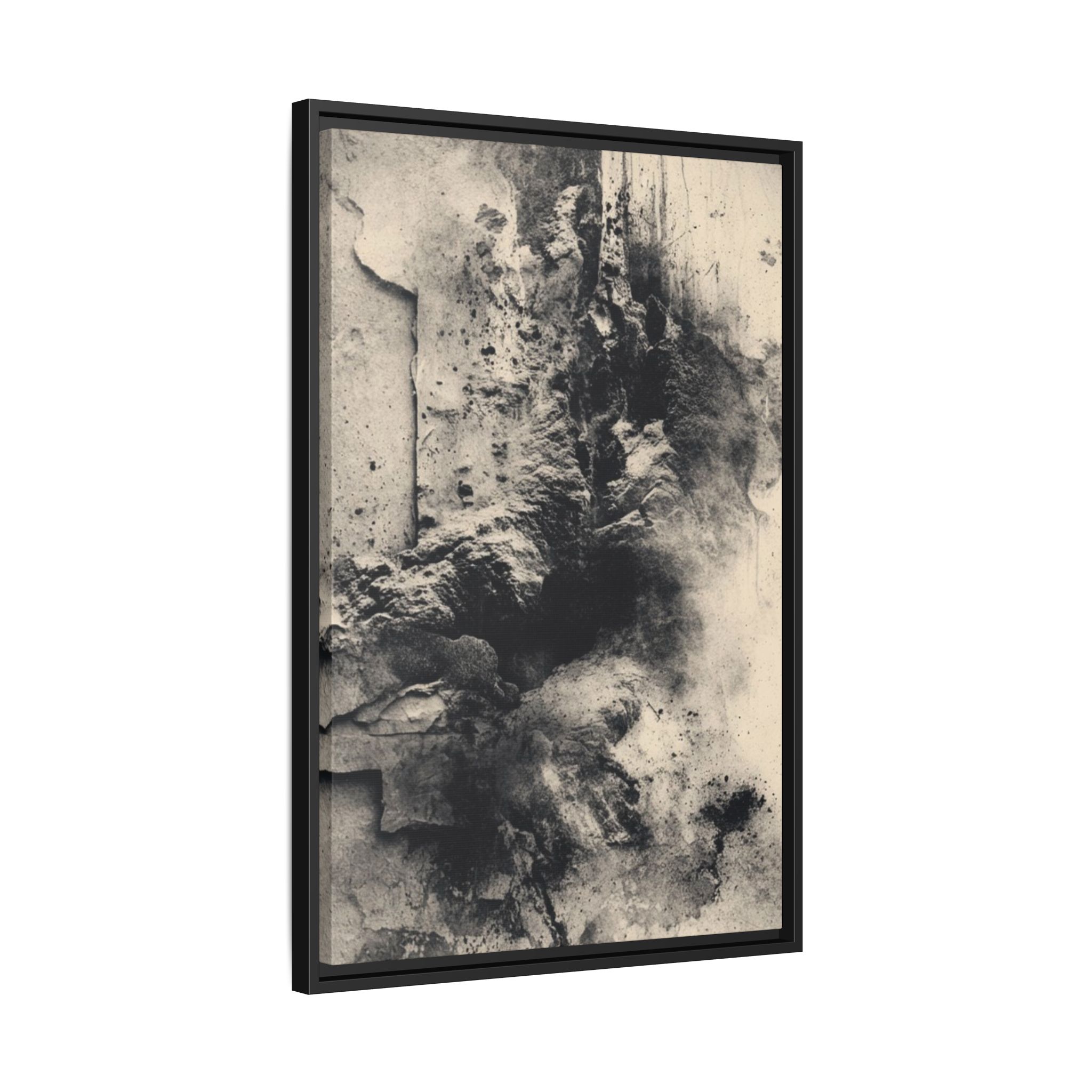 Black & Ivory Textured Abstract Canvas | Framed Neutral Wall Art - Image 2