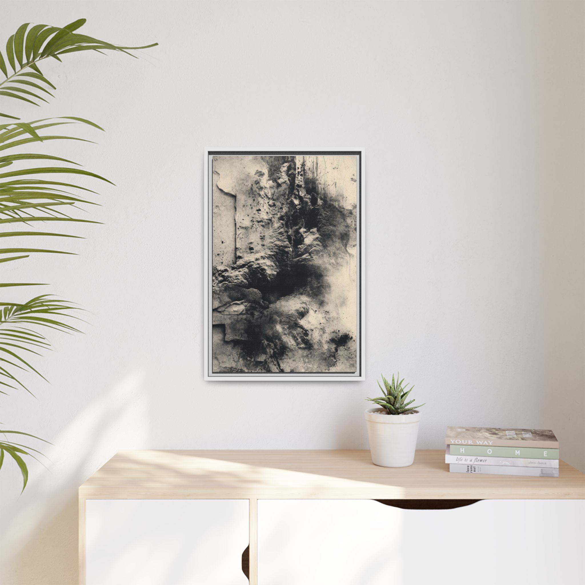 Black & Ivory Textured Abstract Canvas | Framed Neutral Wall Art - Image 31