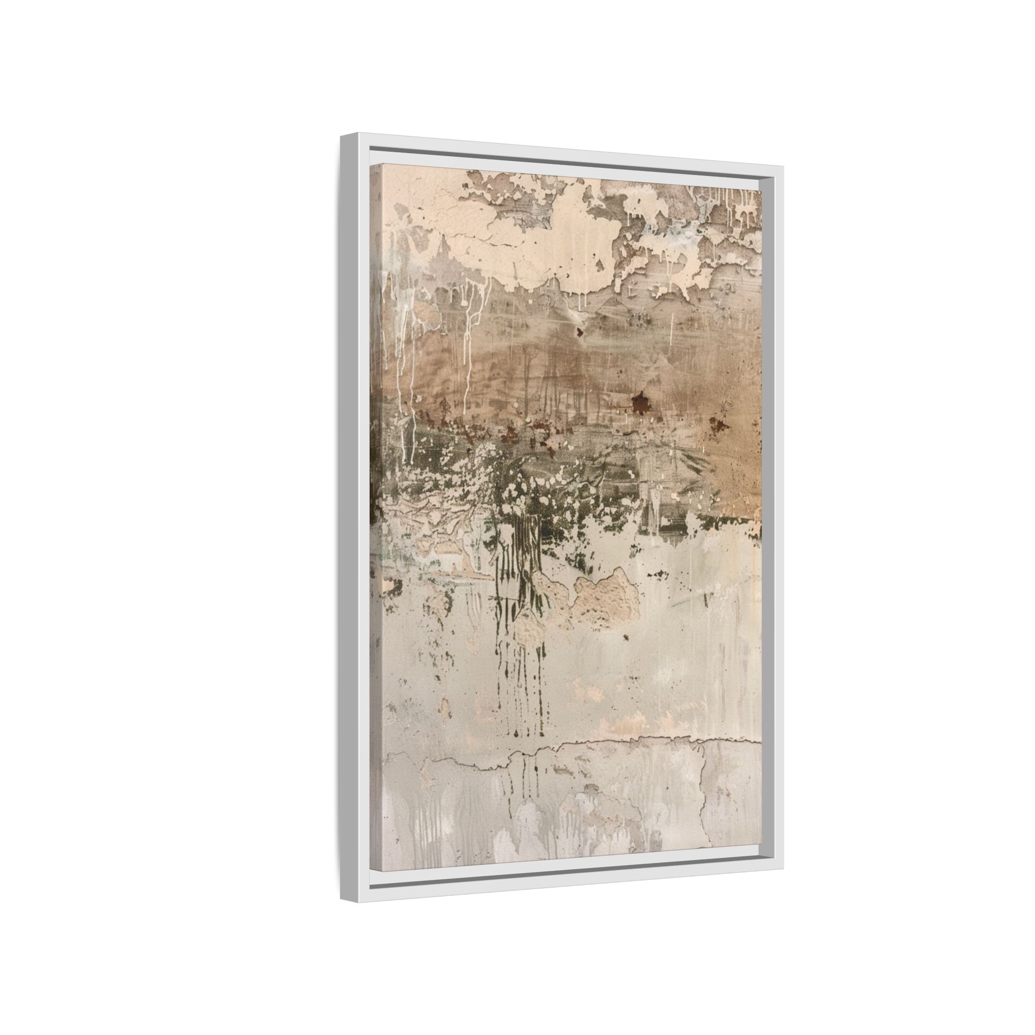 Textured Neutral Abstract Canvas | Espresso Framed Earth Tone Wall Art - Image 30