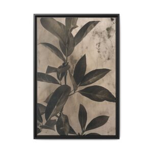 Moody Botanical Canvas Wall Art | Espresso Framed Plant Print