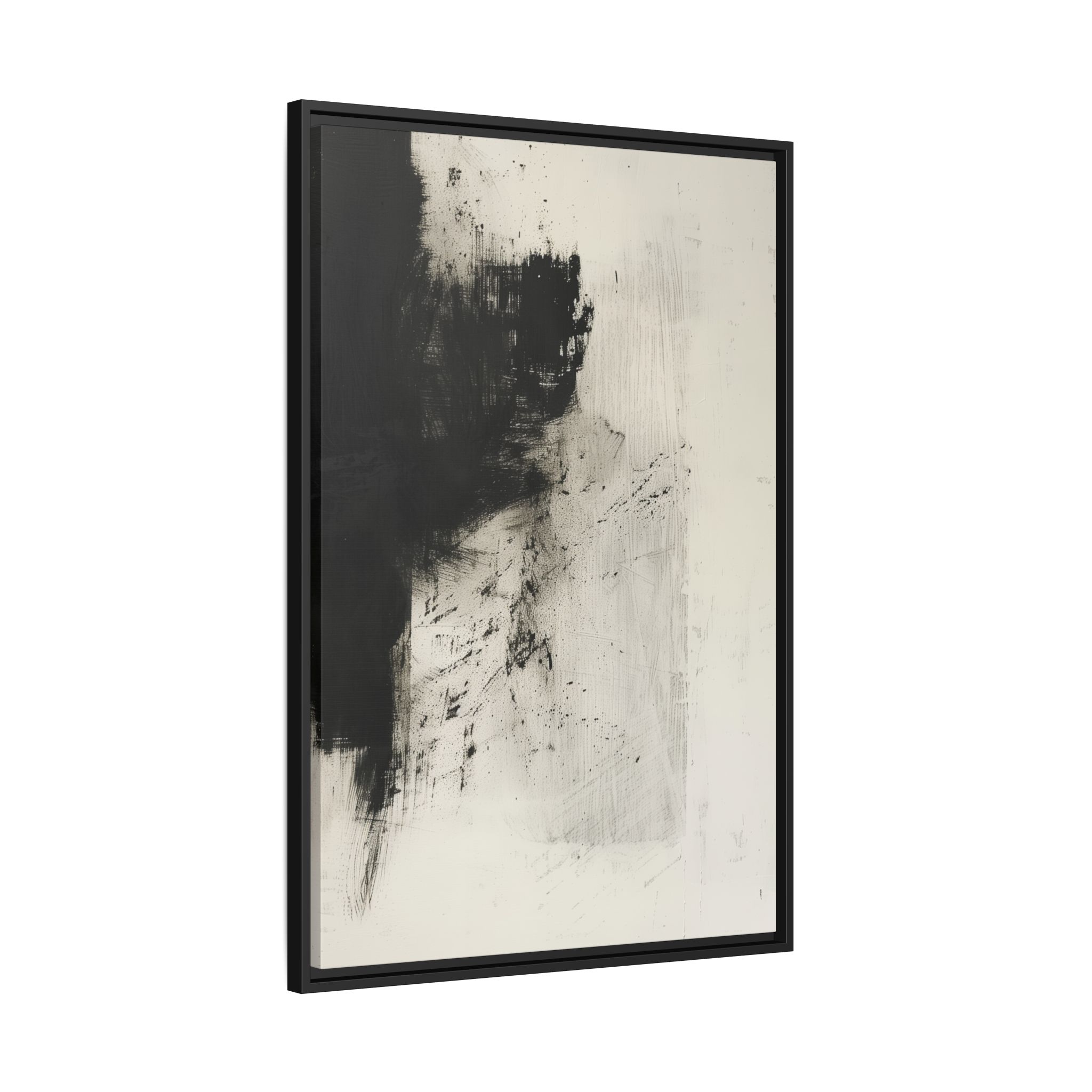 Black & Ivory Textured Abstract Canvas | Minimal Framed Wall Art - Image 10