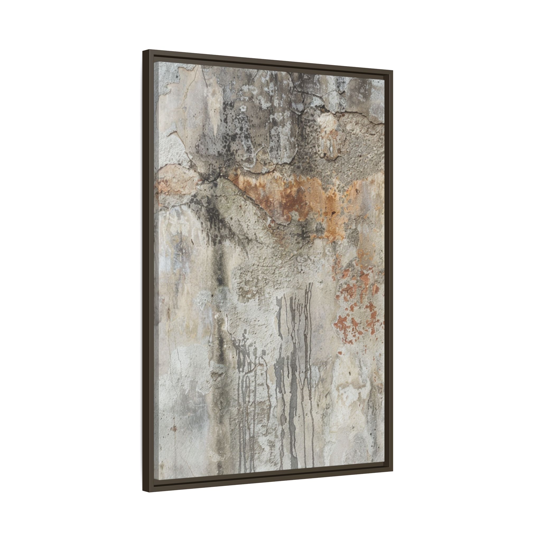 Weathered Stone Abstract Canvas | Espresso Framed Earth Tone Wall Art - Image 6