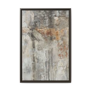 Weathered Stone Abstract Canvas | Espresso Framed Earth Tone Wall Art