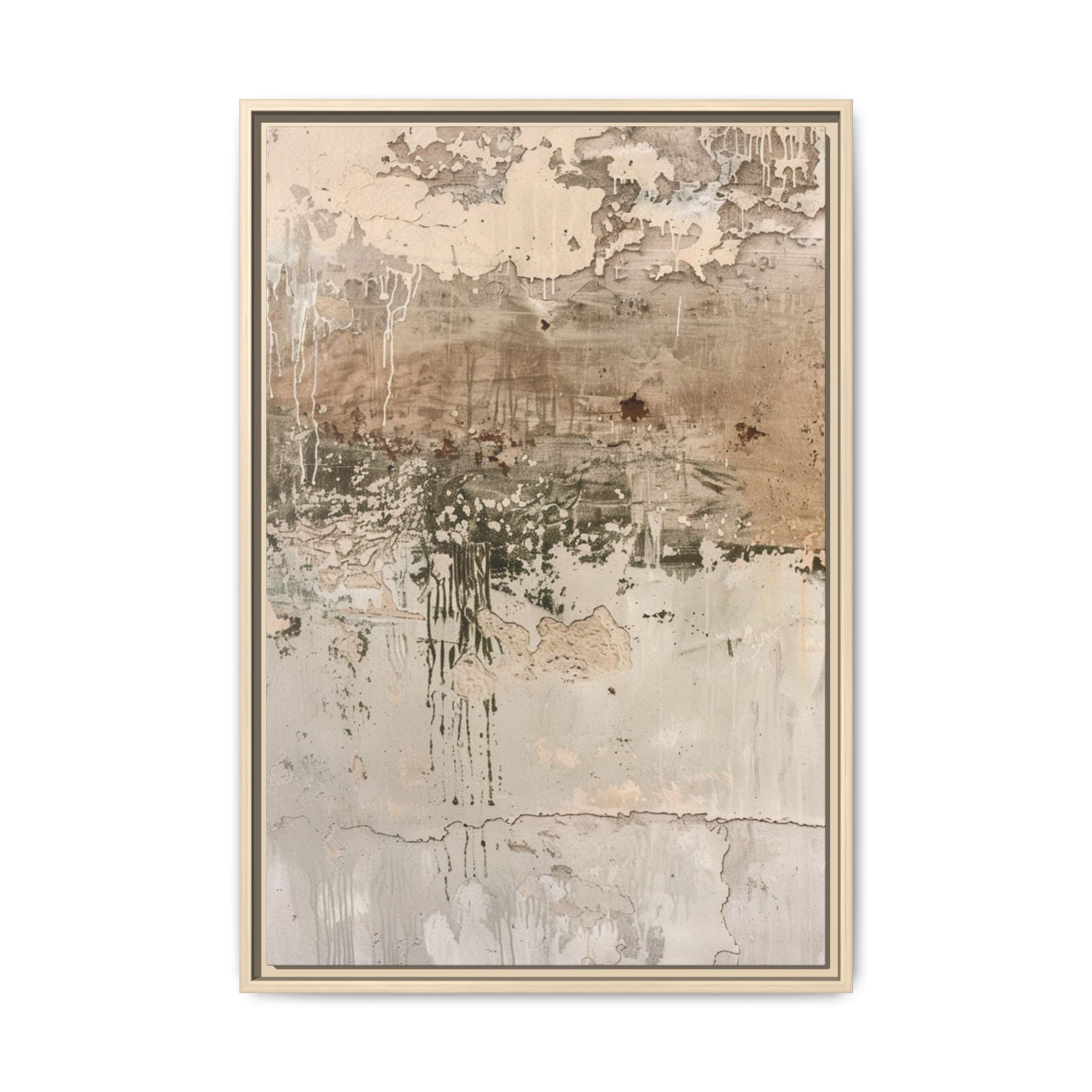 Textured Neutral Abstract Canvas | Espresso Framed Earth Tone Wall Art - Image 2
