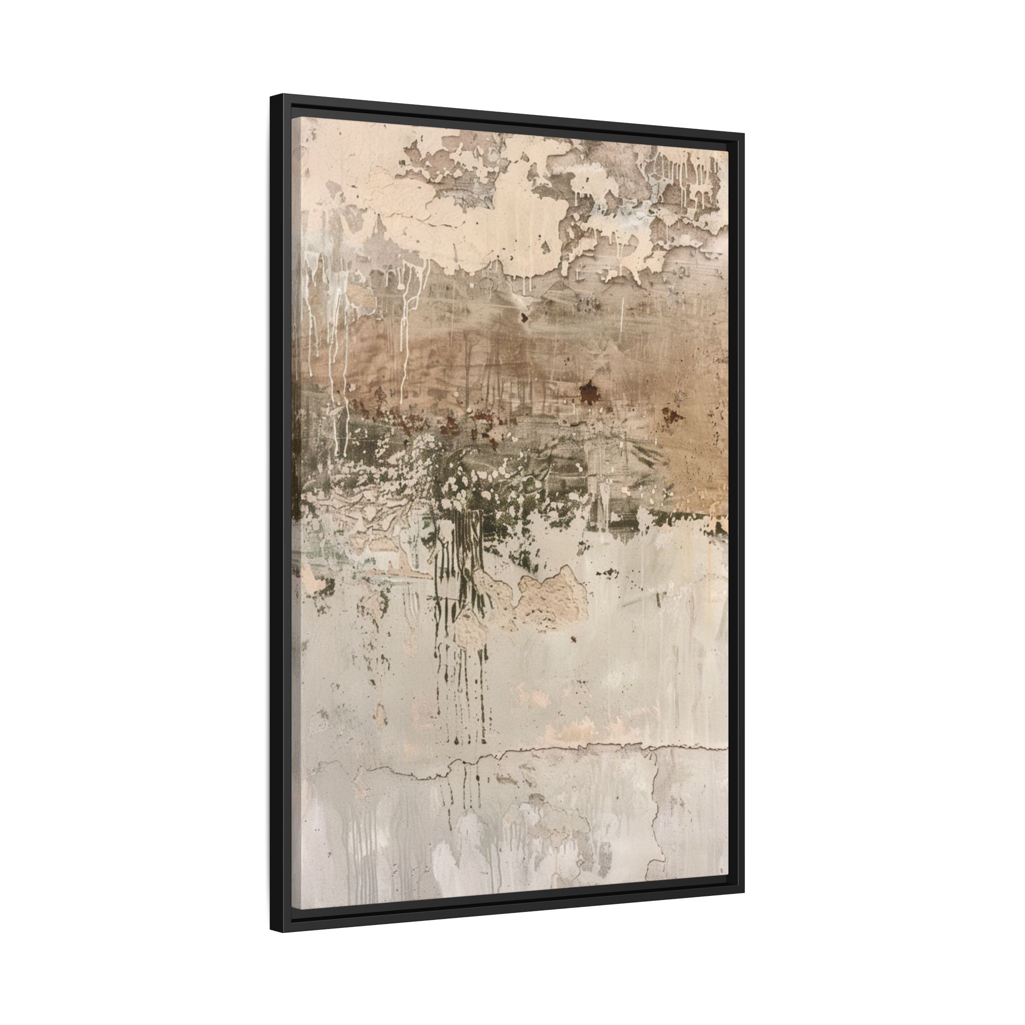 Textured Neutral Abstract Canvas | Espresso Framed Earth Tone Wall Art - Image 34