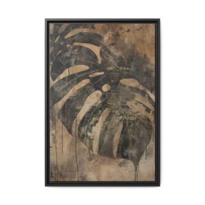 Moody Monstera Leaf Canvas | Espresso Framed Botanical Wall Art