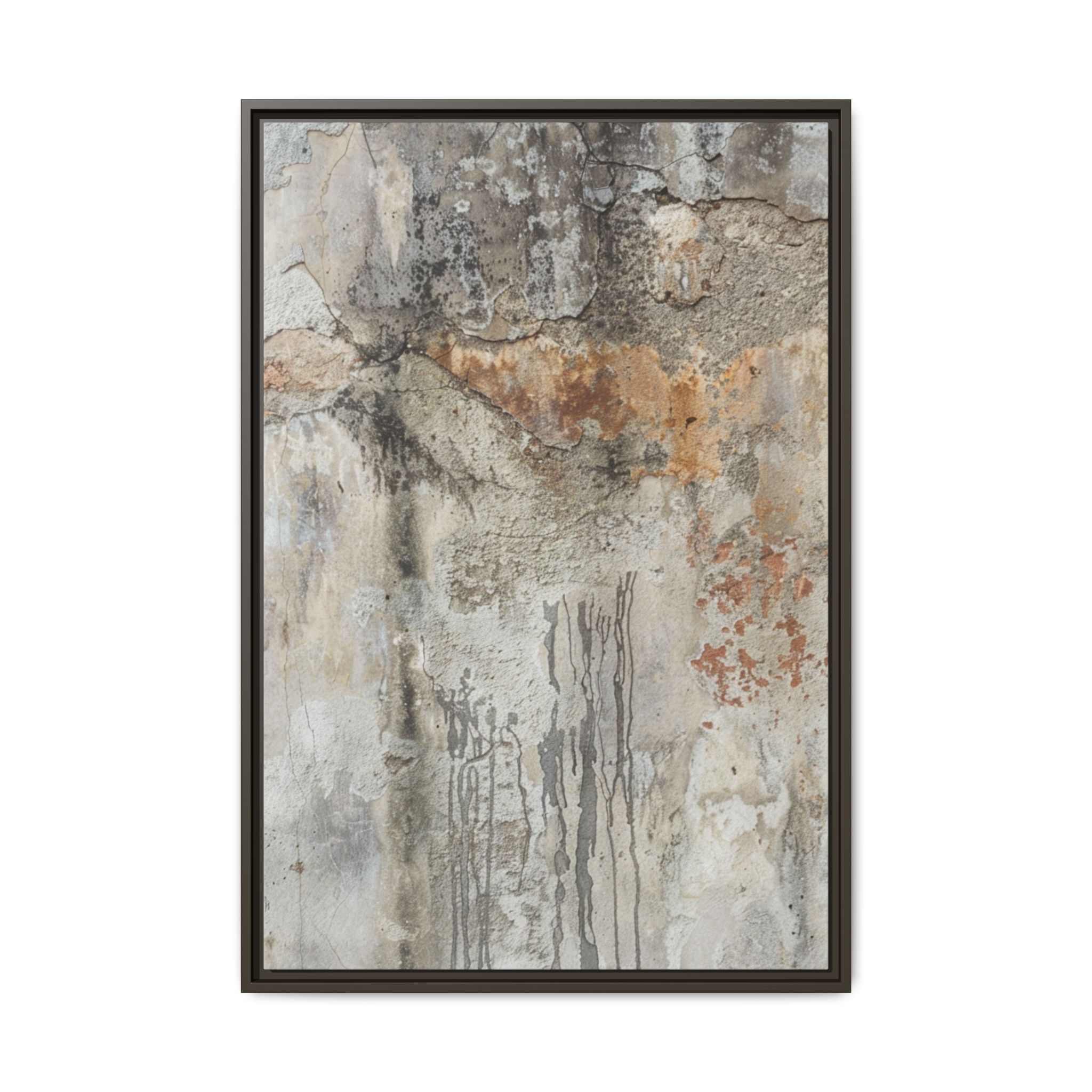 Weathered Stone Abstract Canvas | Espresso Framed Earth Tone Wall Art - Image 5
