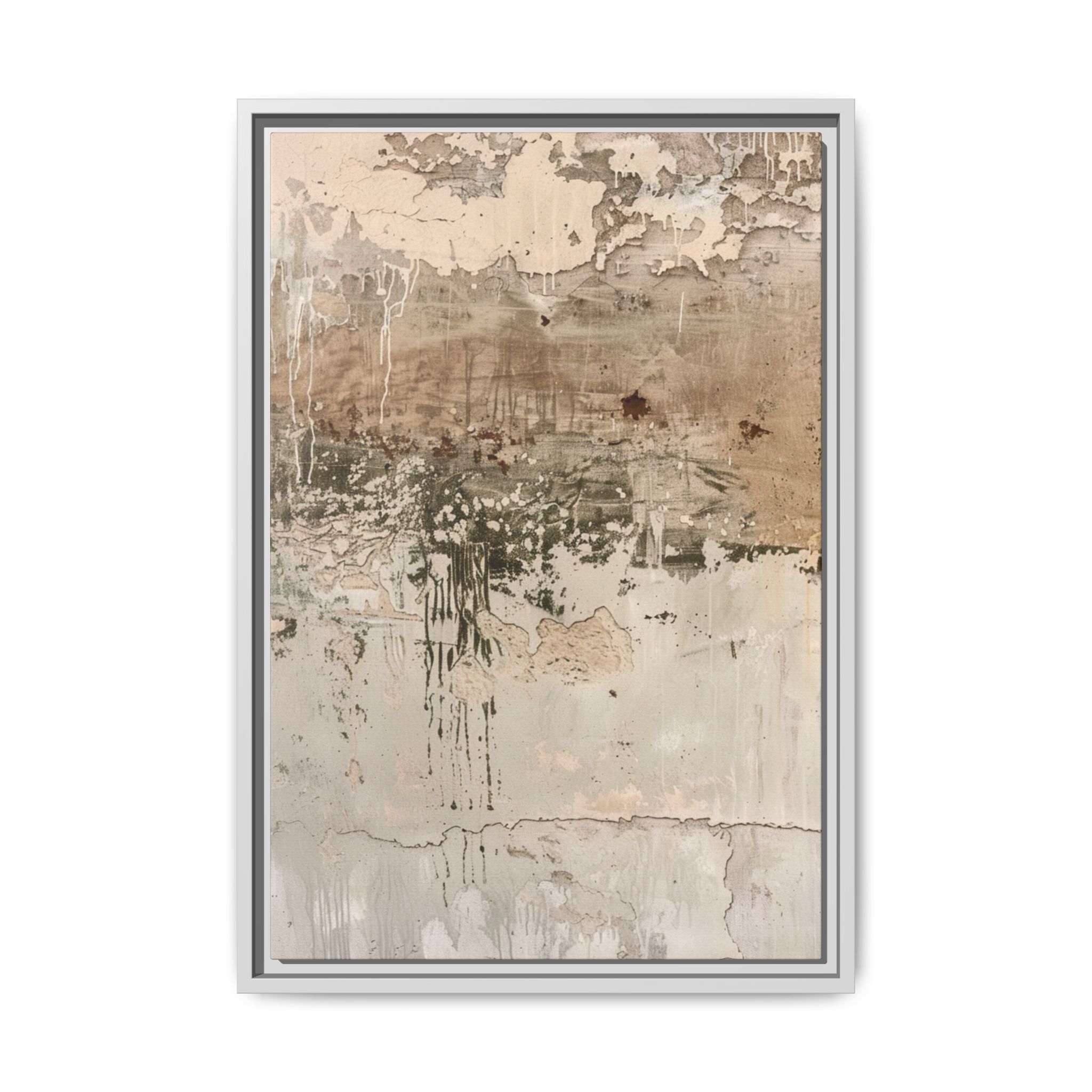 Textured Neutral Abstract Canvas | Espresso Framed Earth Tone Wall Art - Image 29