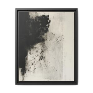 Black & Ivory Textured Abstract Canvas | Minimal Framed Wall Art