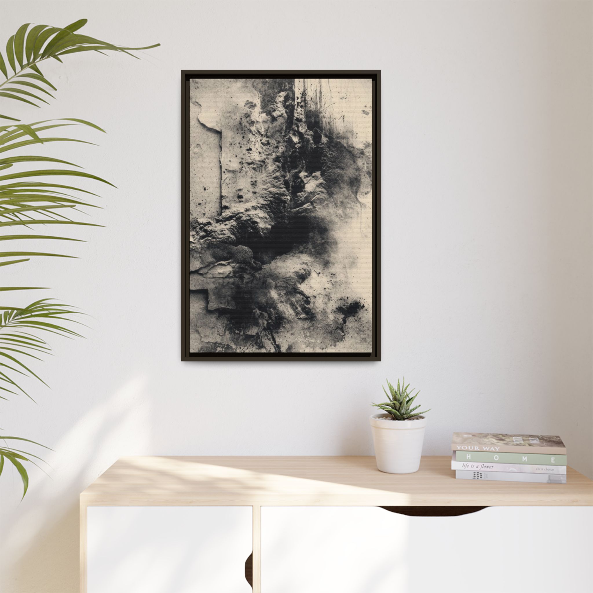 Black & Ivory Textured Abstract Canvas | Framed Neutral Wall Art - Image 15