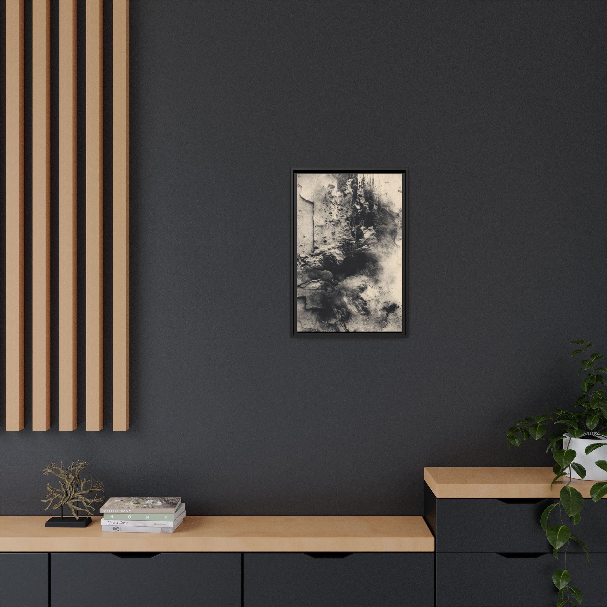 Black & Ivory Textured Abstract Canvas | Framed Neutral Wall Art - Image 20