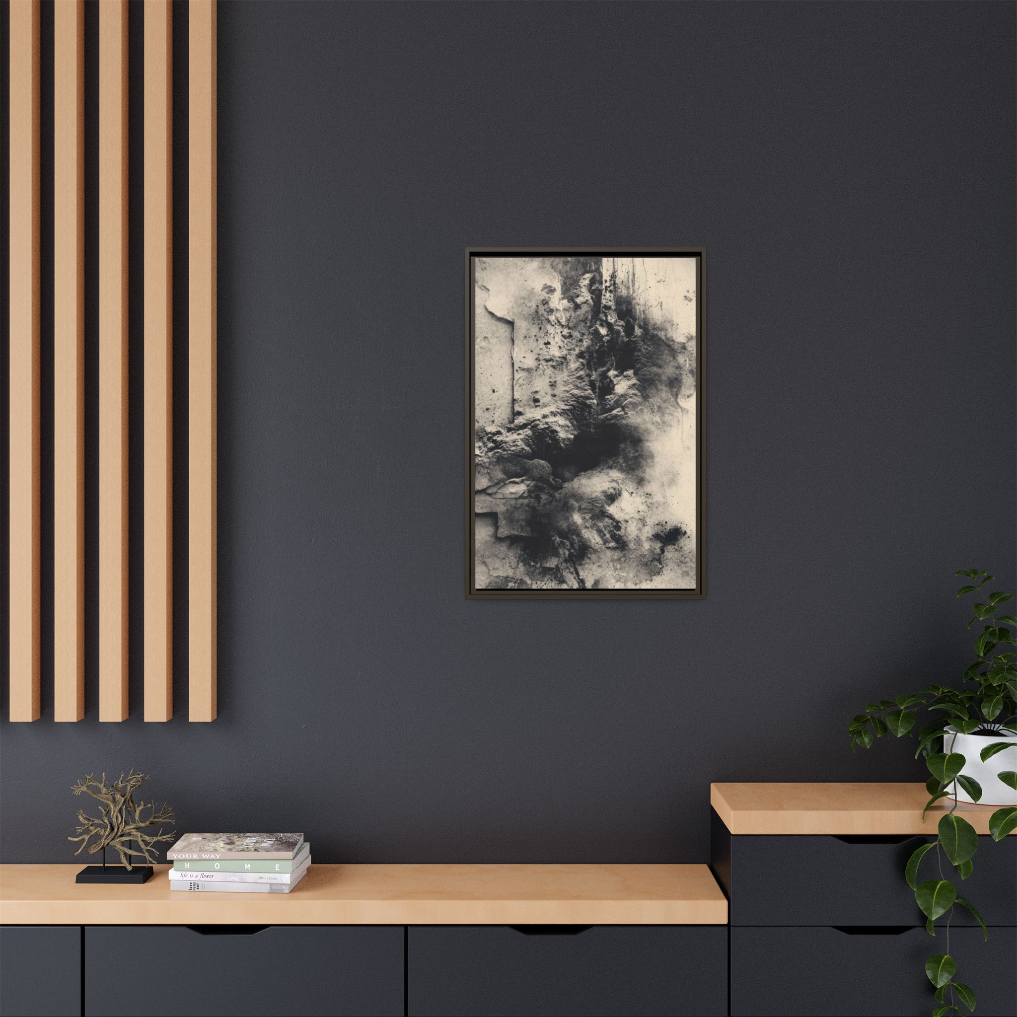 Black & Ivory Textured Abstract Canvas | Framed Neutral Wall Art - Image 16