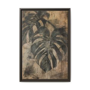 Moody Monstera Canvas Wall Art | Espresso Framed Botanical Print