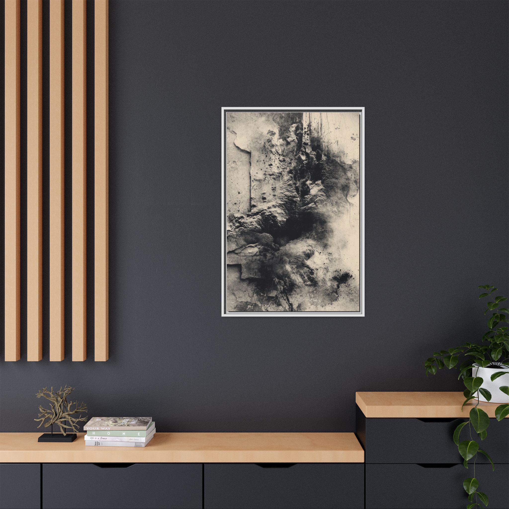 Black & Ivory Textured Abstract Canvas | Framed Neutral Wall Art - Image 48