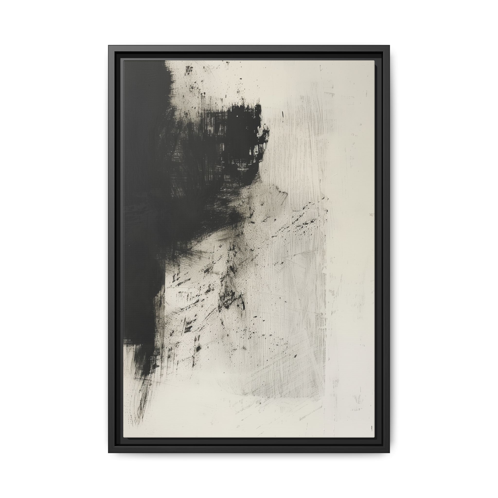 Black & Ivory Textured Abstract Canvas | Minimal Framed Wall Art - Image 5