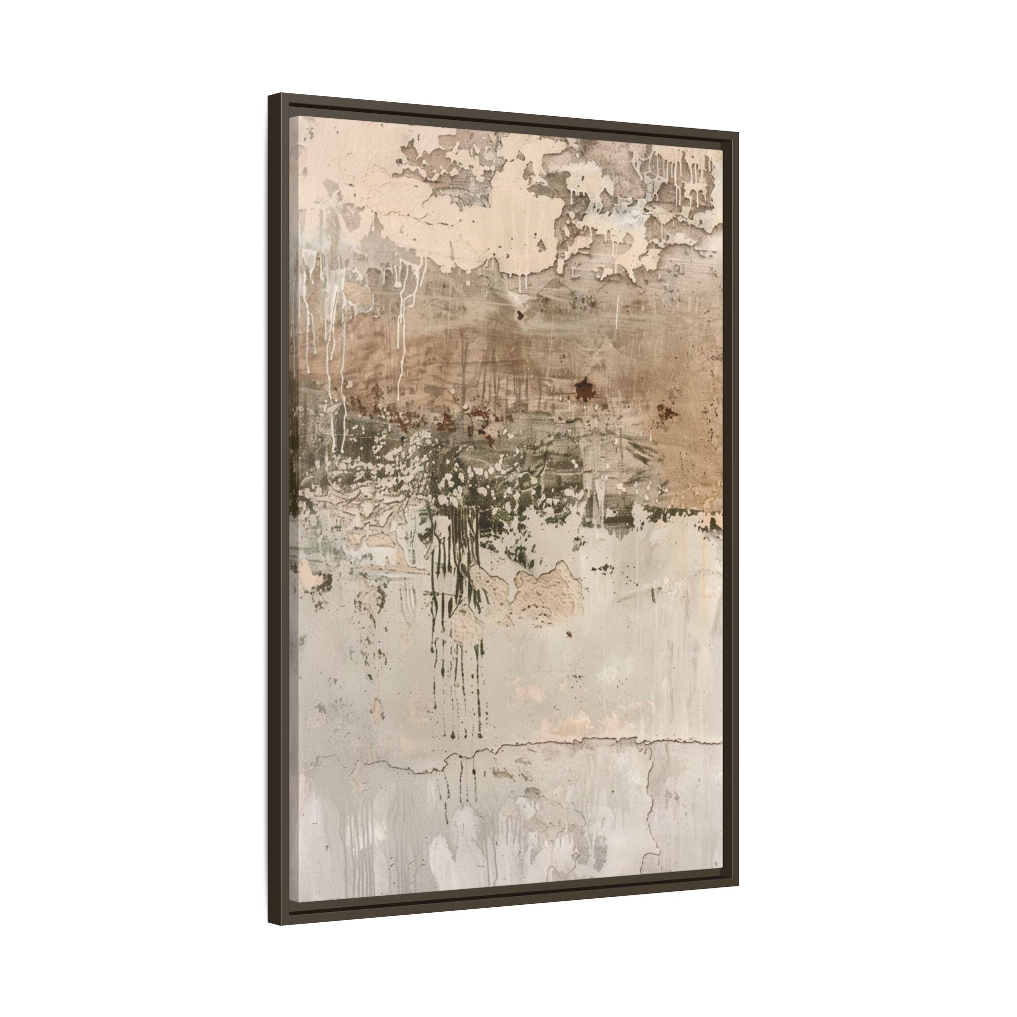 Textured Neutral Abstract Canvas | Espresso Framed Earth Tone Wall Art - Image 42