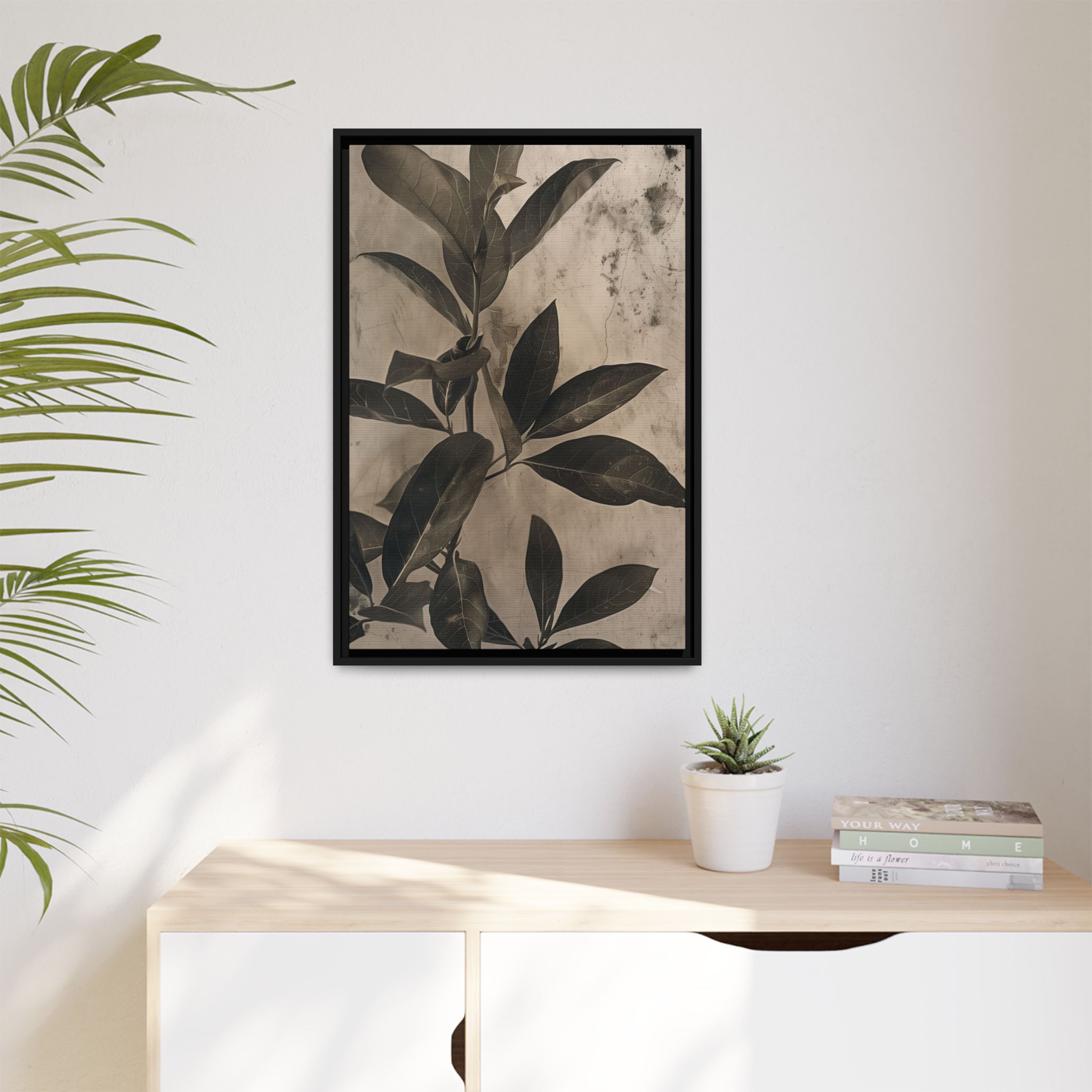 Shadow Leaf Framed Canvas Wall Art - Image 3
