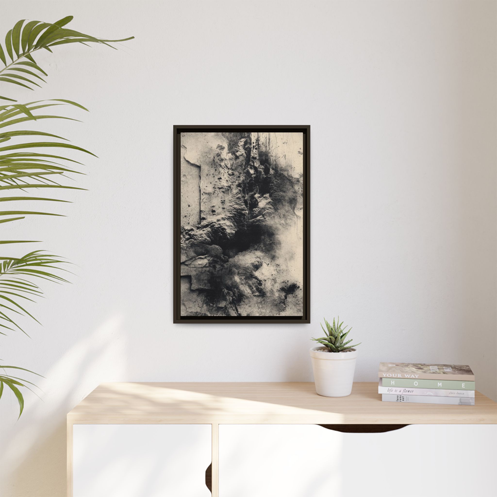 Black & Ivory Textured Abstract Canvas | Framed Neutral Wall Art - Image 23