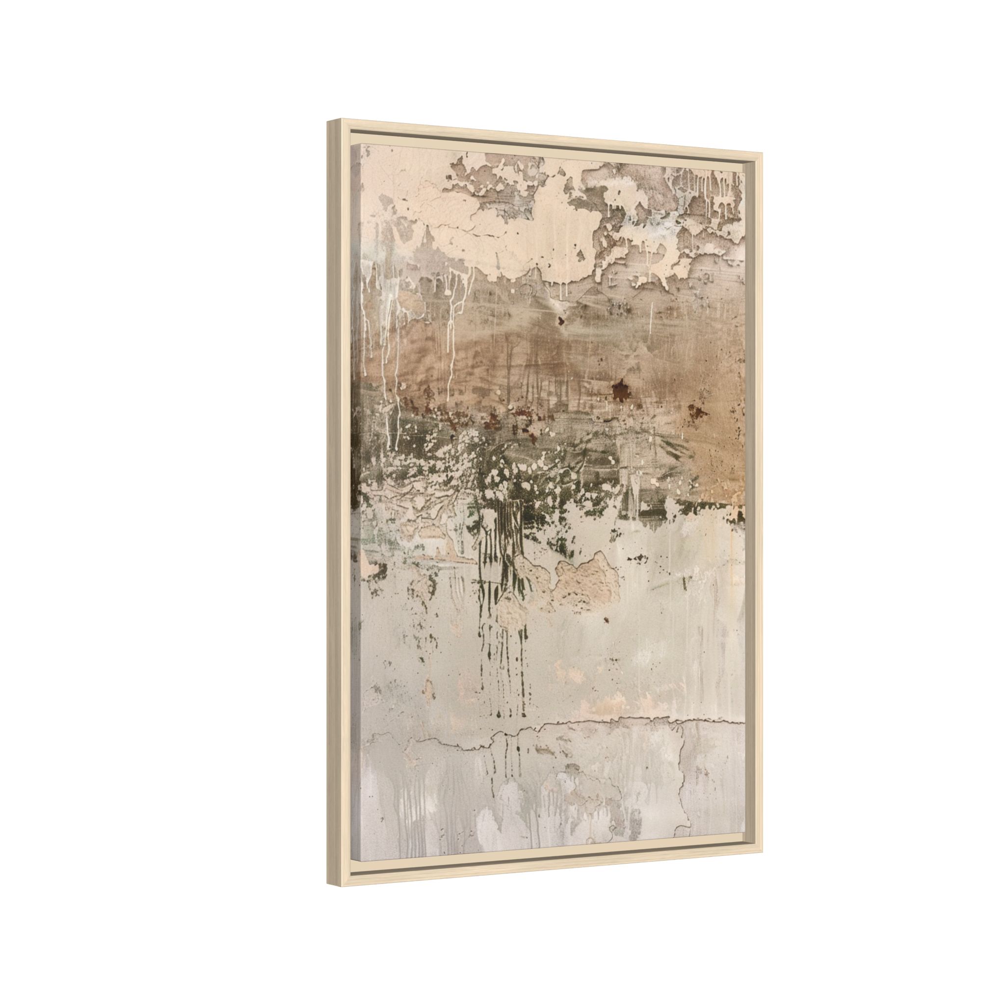 Textured Neutral Abstract Canvas | Espresso Framed Earth Tone Wall Art - Image 10