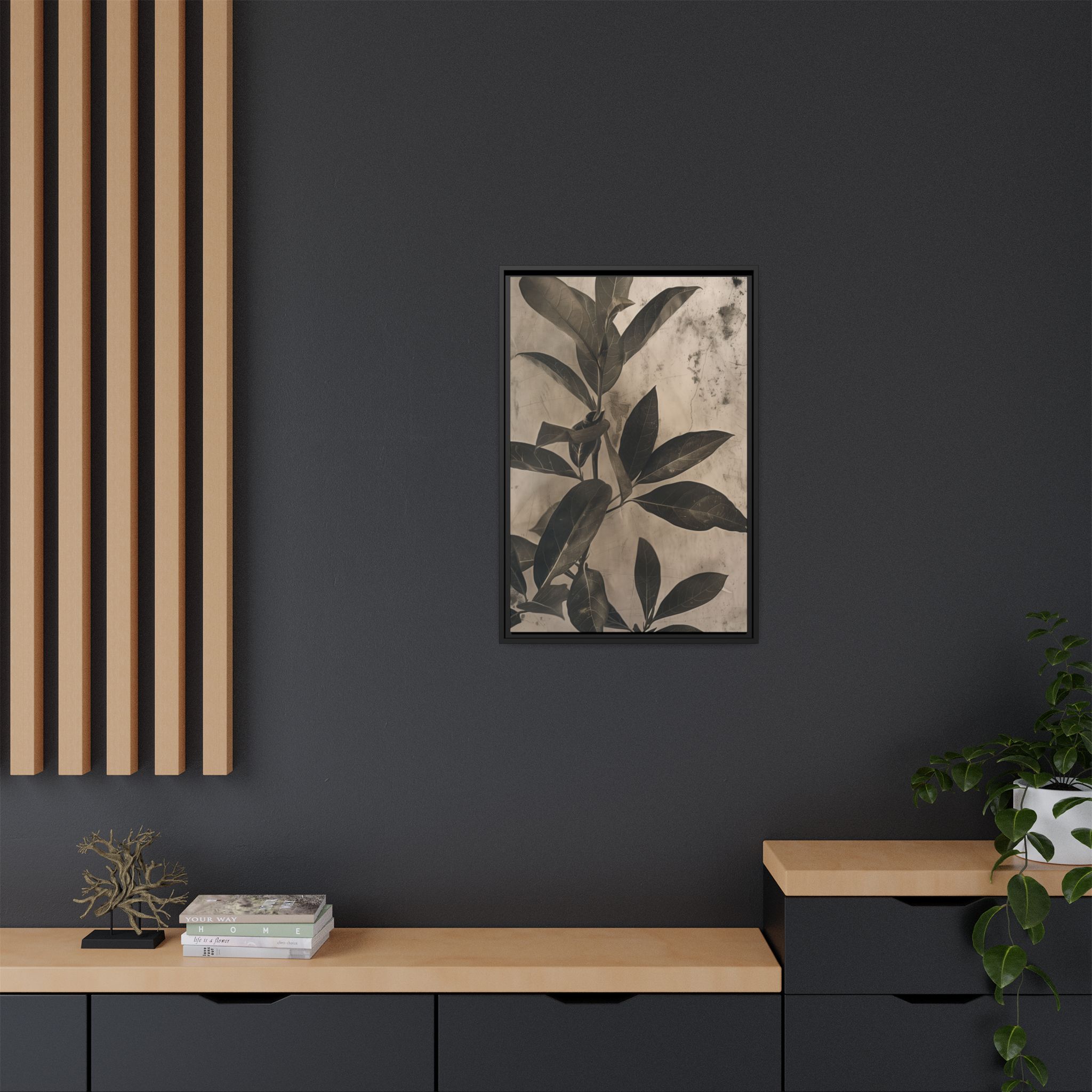 Shadow Leaf Framed Canvas Wall Art - Image 4