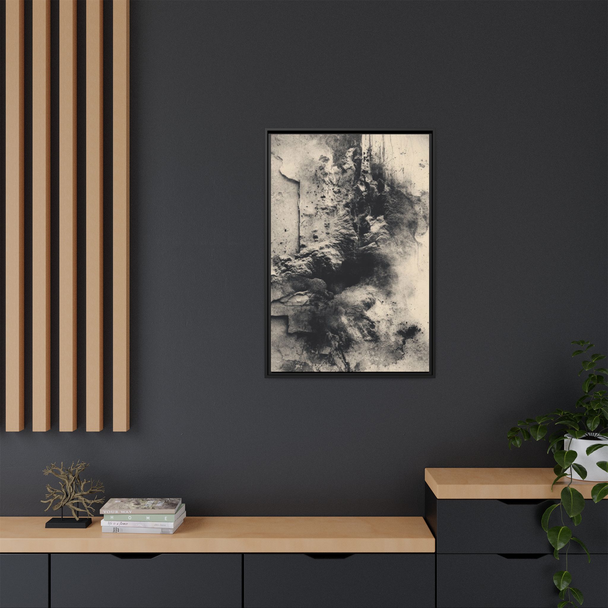 Black & Ivory Textured Abstract Canvas | Framed Neutral Wall Art - Image 36