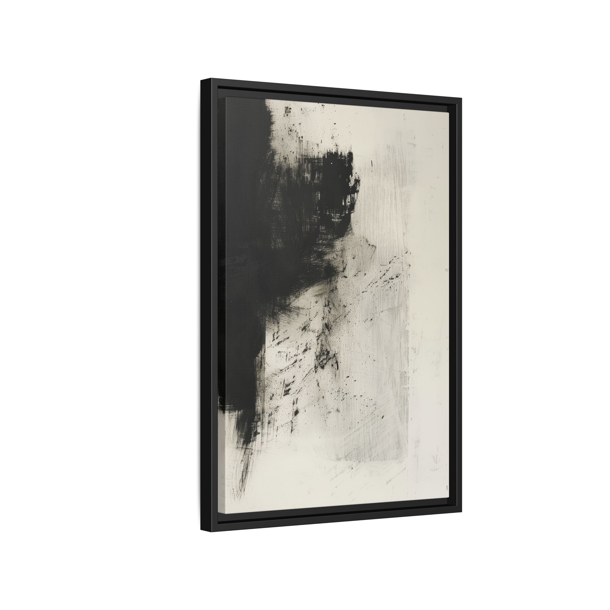 Black & Ivory Textured Abstract Canvas | Minimal Framed Wall Art - Image 6