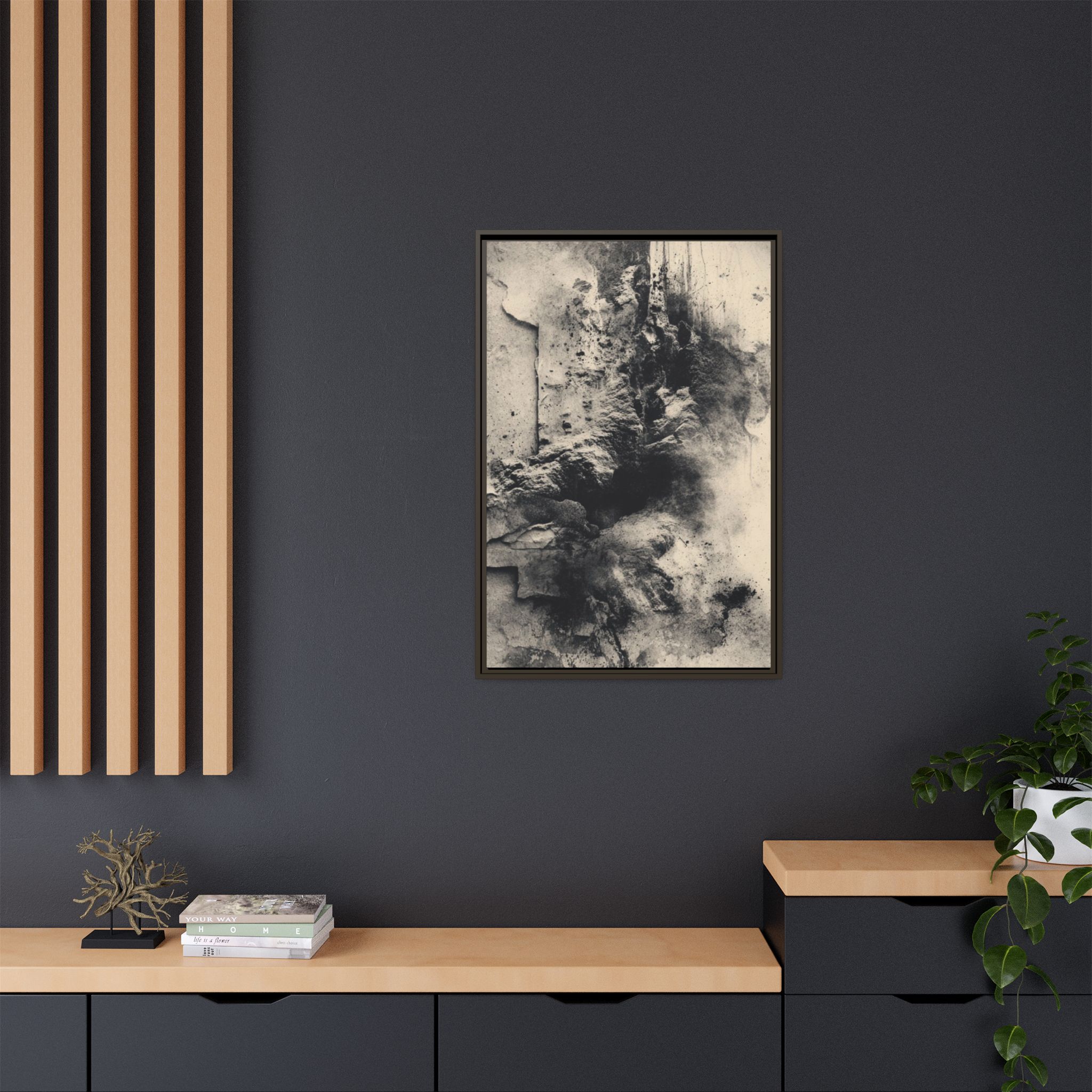 Black & Ivory Textured Abstract Canvas | Framed Neutral Wall Art - Image 44