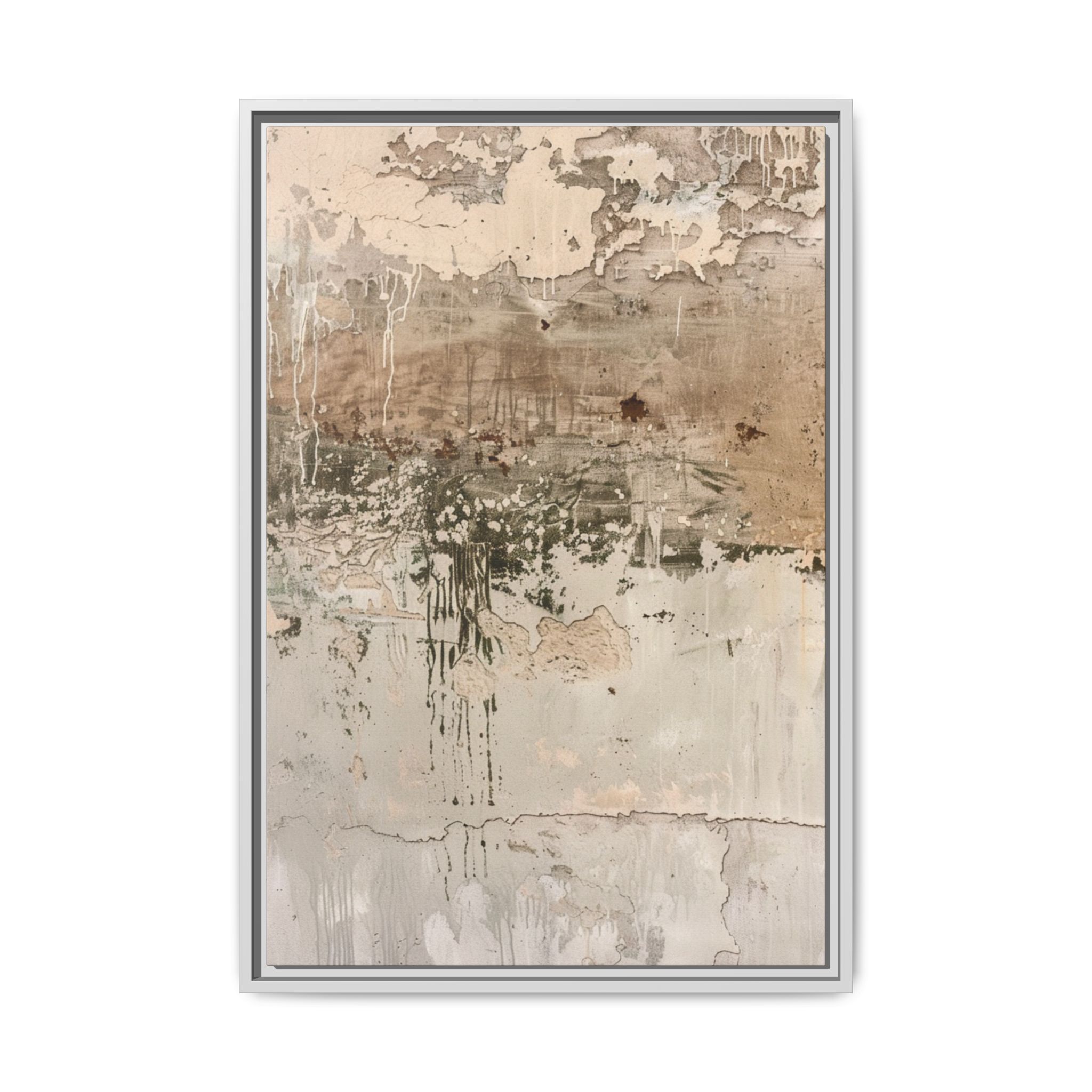 Textured Neutral Abstract Canvas | Espresso Framed Earth Tone Wall Art - Image 3