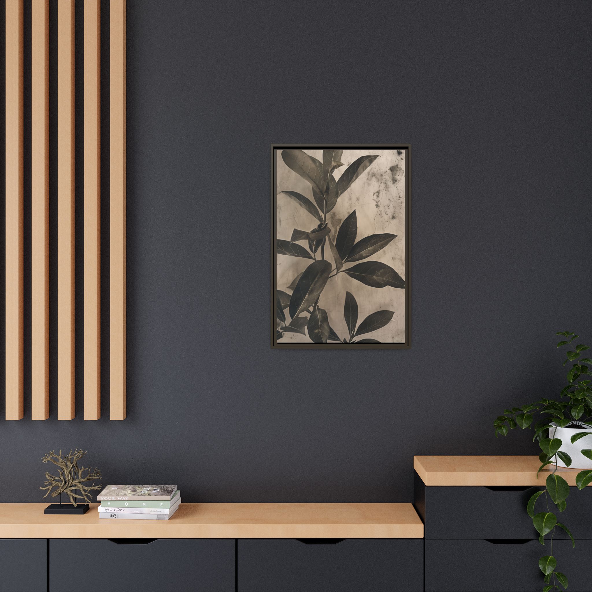 Shadow Leaf Framed Canvas Wall Art - Image 8