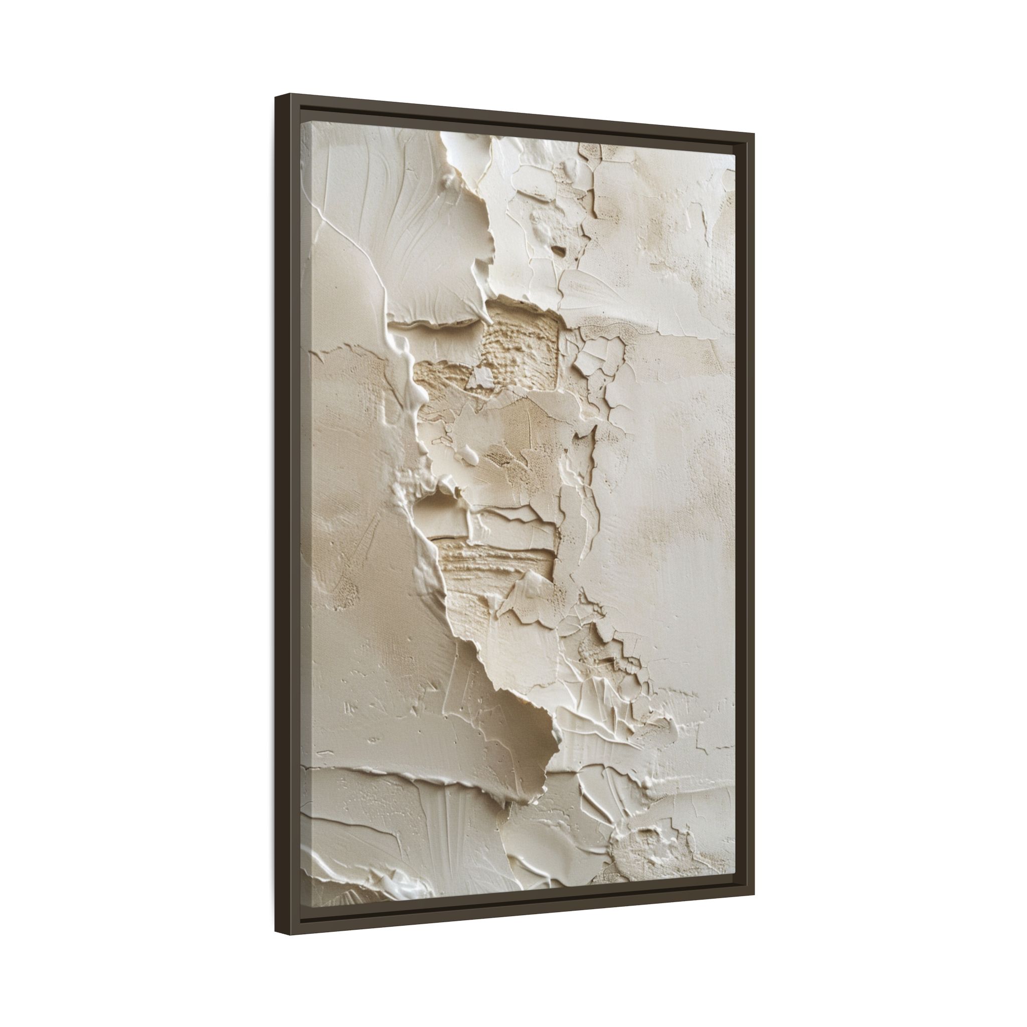 Textured Neutral Abstract Canvas | Espresso Framed Plaster Wall Art - Image 6