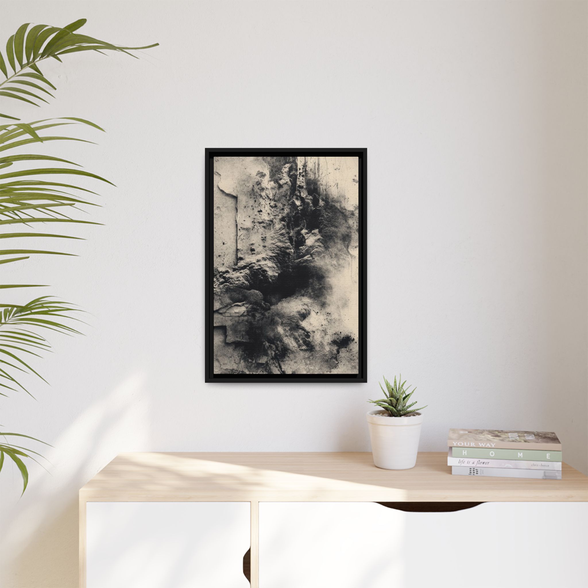 Black & Ivory Textured Abstract Canvas | Framed Neutral Wall Art - Image 19
