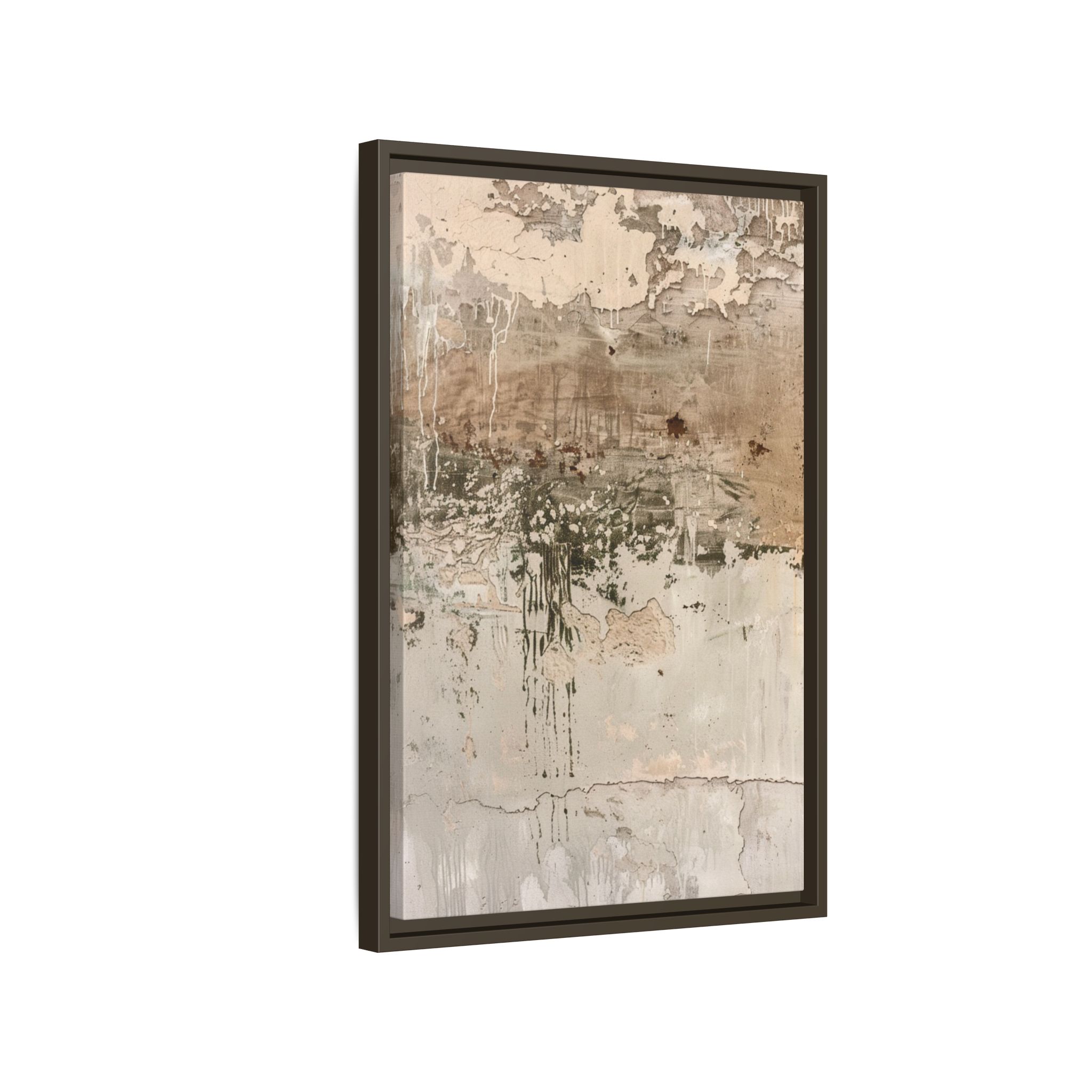 Textured Neutral Abstract Canvas | Espresso Framed Earth Tone Wall Art - Image 2