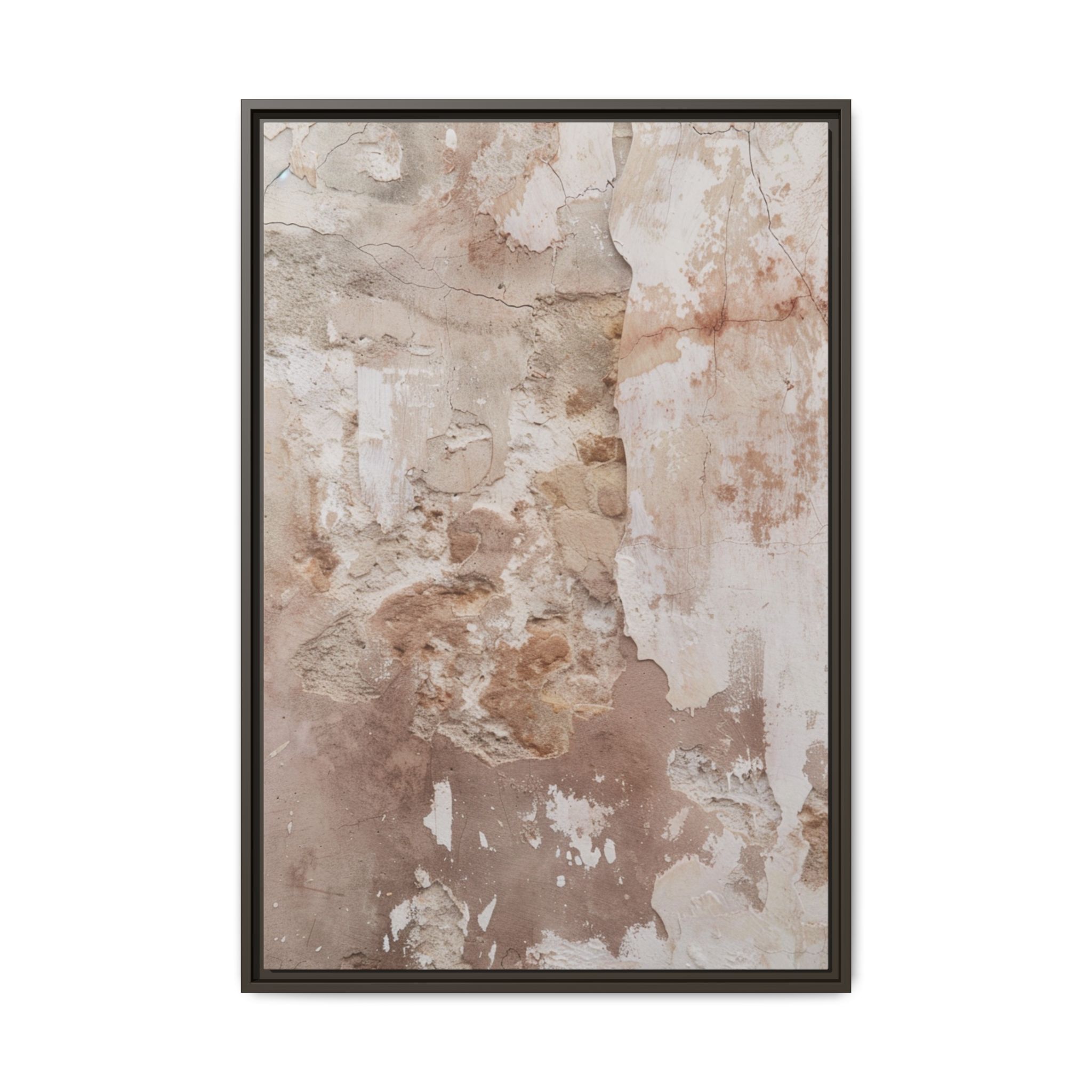 Blush Neutral Abstract Canvas | Espresso Framed Textured Wall Art - Image 3