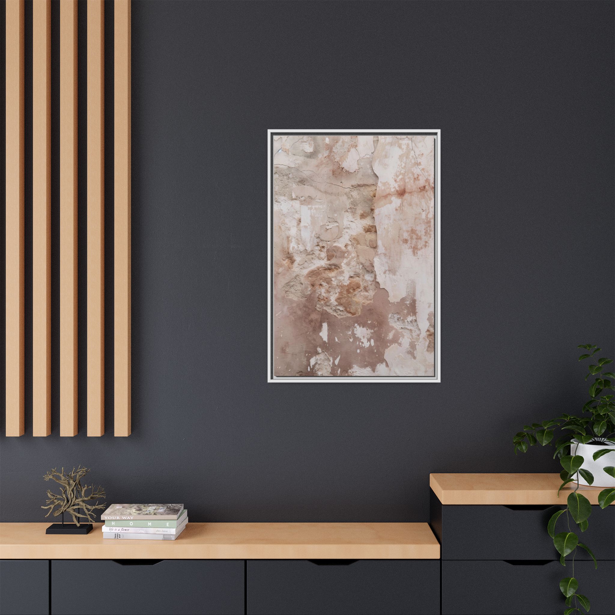 Blush Plaster Framed Canvas Wall Art - Image 24
